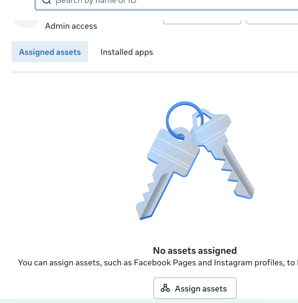 The system user page with no assets assigned and an Assign assets button